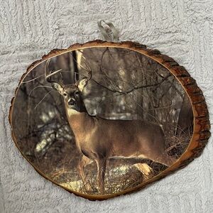 Vintage Buck on wood slab wall art plaque hanging decor 
147-101 Horizontal Buck